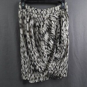 Womens Skirt 2 Gray Black Career Draped Faux Wrap Statement Effortless